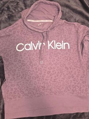 Calvin Klein Lavender Leopard Cowl Neck